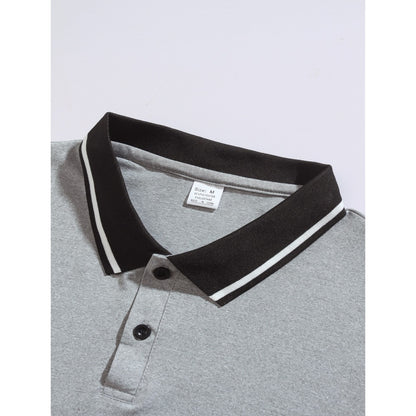 Summer New Men's T-Shirt Casual Button Short Sleeve Jacquard Collar Polo Shirt Business Turn-Down Collar Shirt