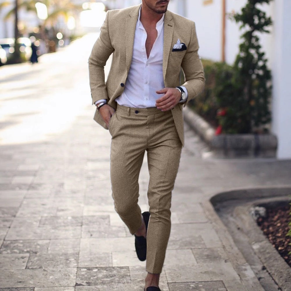Casual suit digital print two-button suit jacket and pants two-piece suit