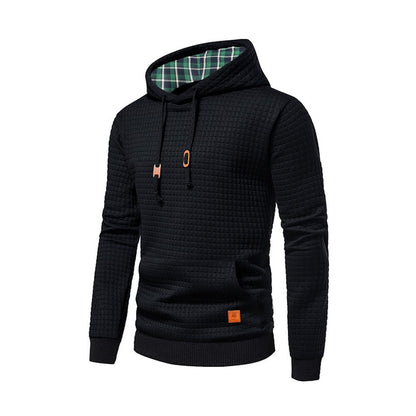 New Euro-Size Men's Plaid Hooded Pullover Hoodie