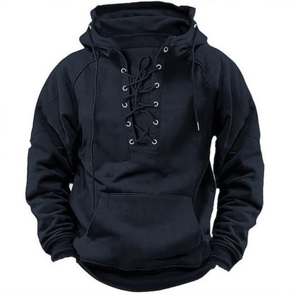 Spring Men's Solid Color Hoodie Youth Multi-Pocket Casual Wear