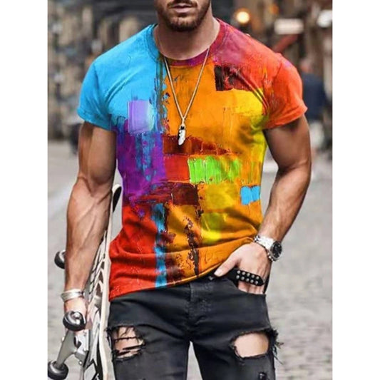 Street Style Abstract Painting Print Men's Short-Sleeve T-Shirt
