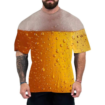 Street Style Men's Sportswear 3D Digital Print Loose Short-Sleeve Tee
