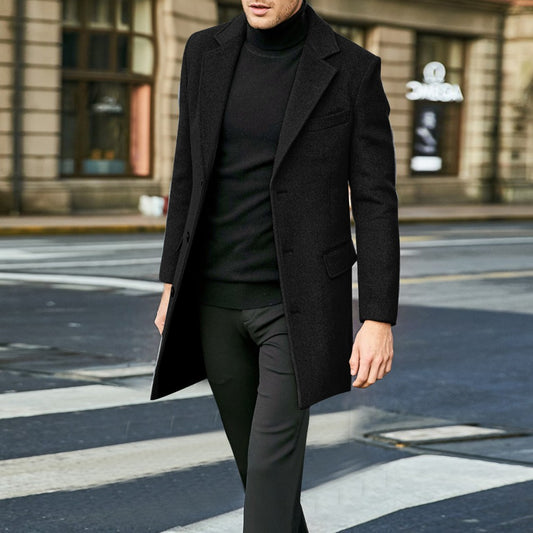 Men's Overcoat Thickened Single-Breasted Wool Coat