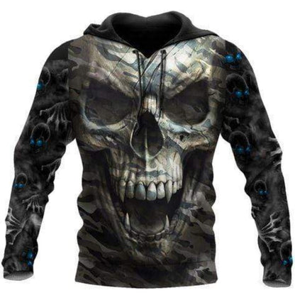Spring Skull 3D Print Hoodie Men's Loose Fit Streetwear