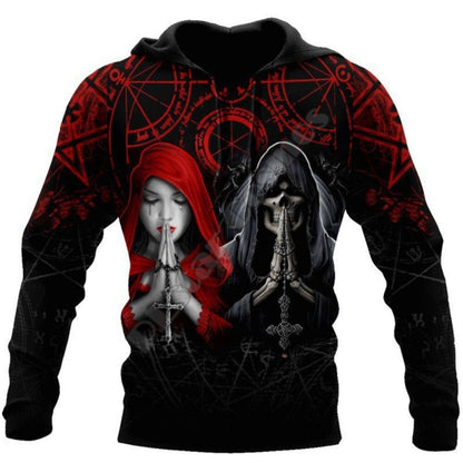 New Men's Hoodie Skull Print Pullover Casual Streetwear
