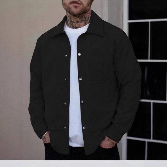 Men's Stylish Corduroy Lapel Short Workwear Jacket