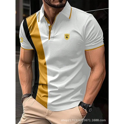 3D Digital Minimalist Color Print Series Three Men's Casual Polo Shirt