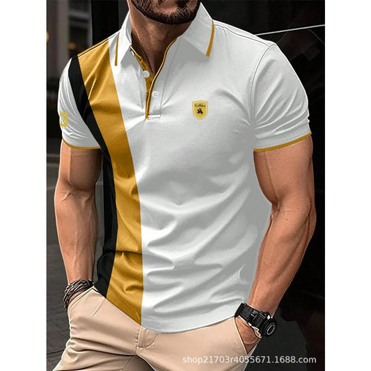 3D Digital Minimalist Color Print Series Three Men's Casual Polo Shirt