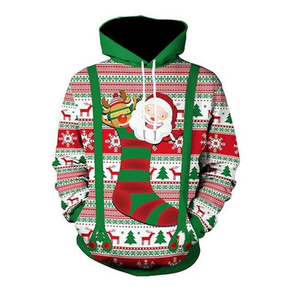 Christmas Men's Hoodie Trendy 3D Digital Print Loose Fit Streetwear