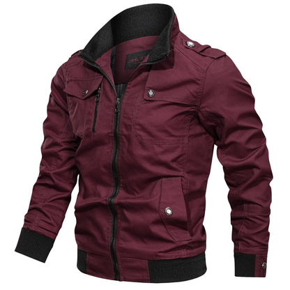 Casual Solid Color Stand Collar Jacket