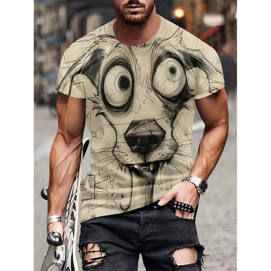 3D Animal Print Men's Street Hip-Hop Loose Round-Neck Summer Tee