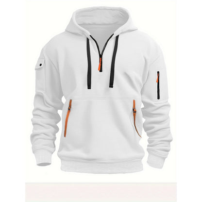 Men's Casual Sporty Hoodie with Arm Pocket Zipper Pullover