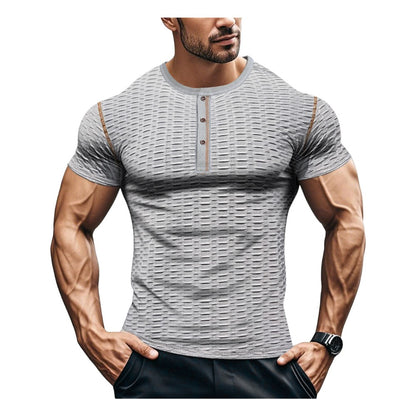 Fitness Muscle Fit Breathable Henley Men's Sportswear Tee