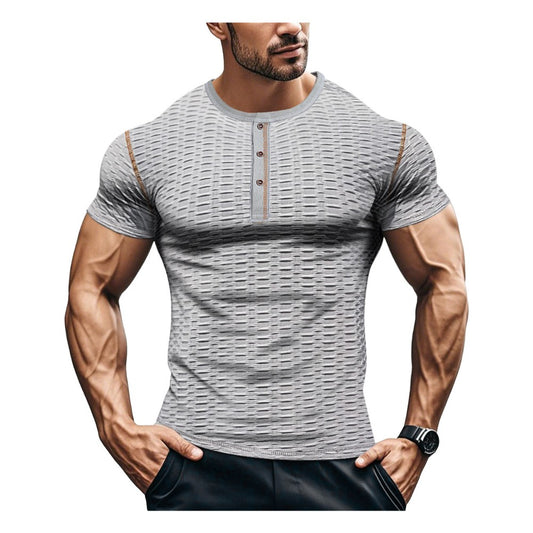 Fitness Muscle Fit Breathable Henley Men's Sportswear Tee