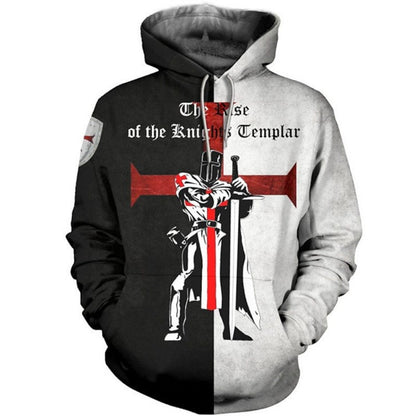 Retro Casual 3D Print Loose Drawstring Hoodie Men's Classic Pullover