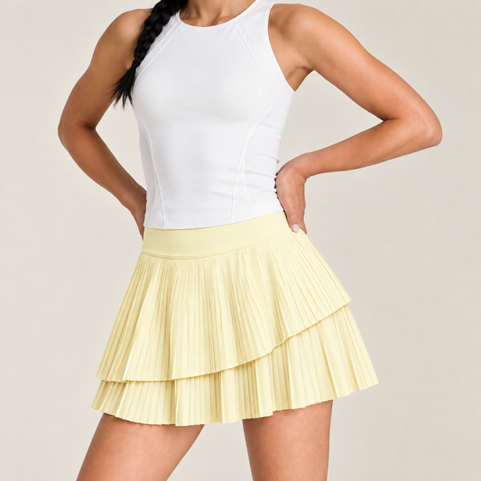 Women's Padel Double Layer Skirts Yellow