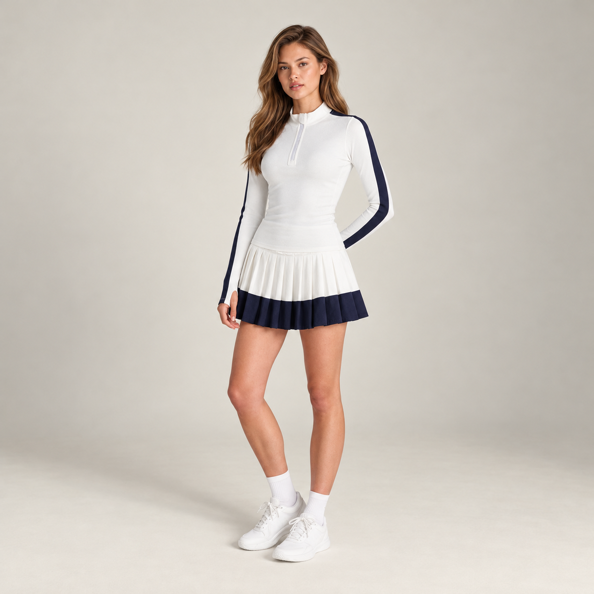 Women’s Padel Half-Zip Court Sets White