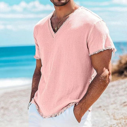 Summer Men's Linen Short-Sleeve T-Shirt