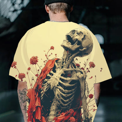 Men's 3D Gold Coin Pattern Round-Neck Short-Sleeve Fashionable Summer Tee