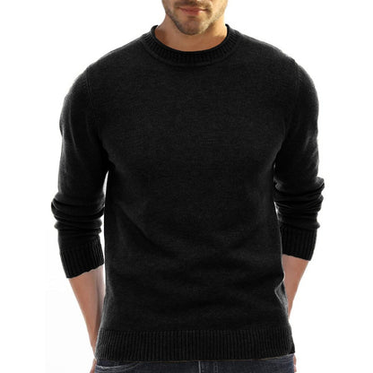 New Season Men’s Solid Color Round Neck Casual Base Layer Sweater