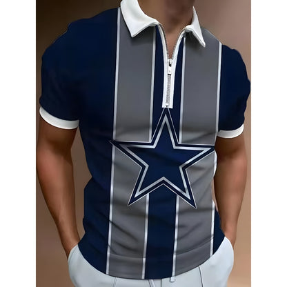 3D Digital Print Short Sleeve Polo Shirt